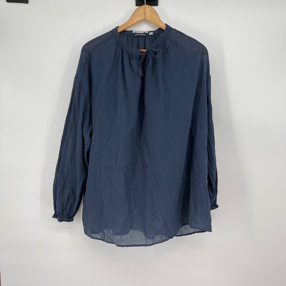 JW Anderson Uniqlo Blue Long Sleeve Semi Sheer Blouse Top Size‎ XL Peasant Boho